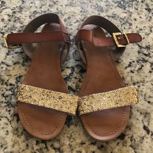 Tan/Gold Sparkly Sandals